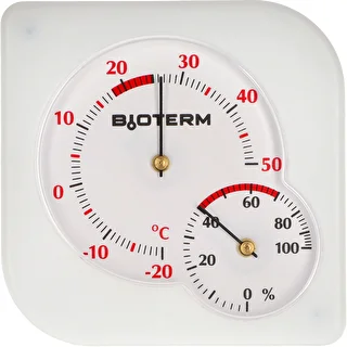 Inomhustermometer bimetall med hygrometer (-20 till +50°C), vit