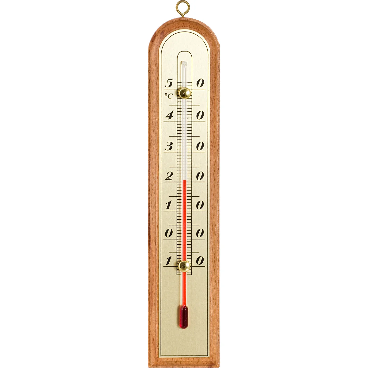 Rumstermometer med guldfärgad skala (-10°C till +50°C) 22cm, mix
