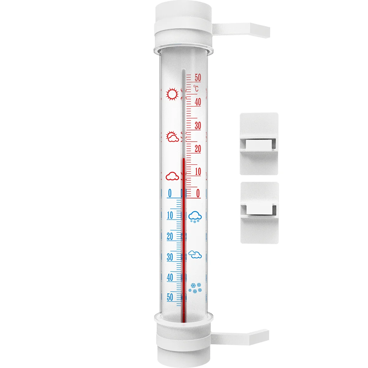 Vit utomhustermometer (-50°C till +50°C) 27cm