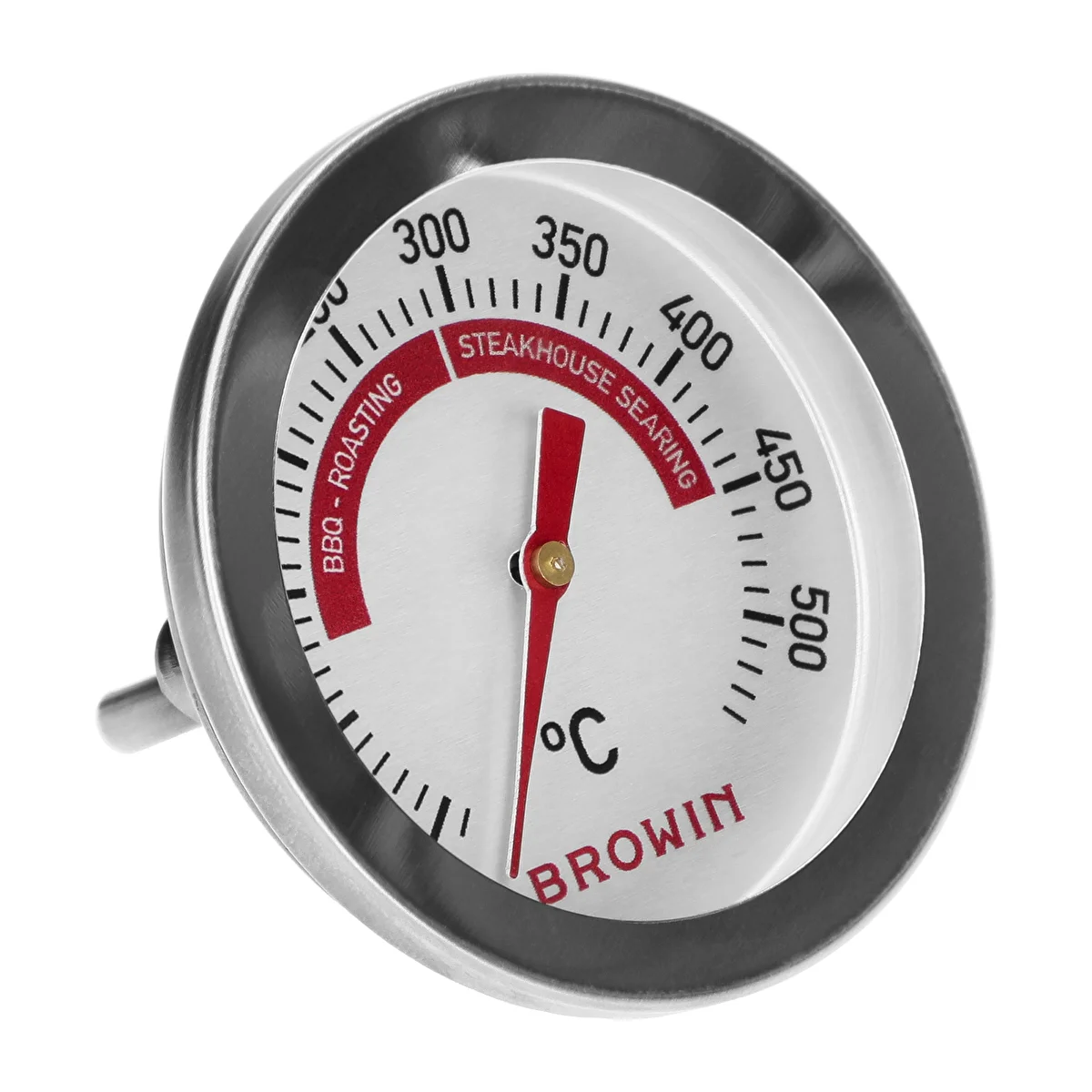 Grill- och BBQ-termometer, från 50 till +500°C, bimetallisk, 5,3cm