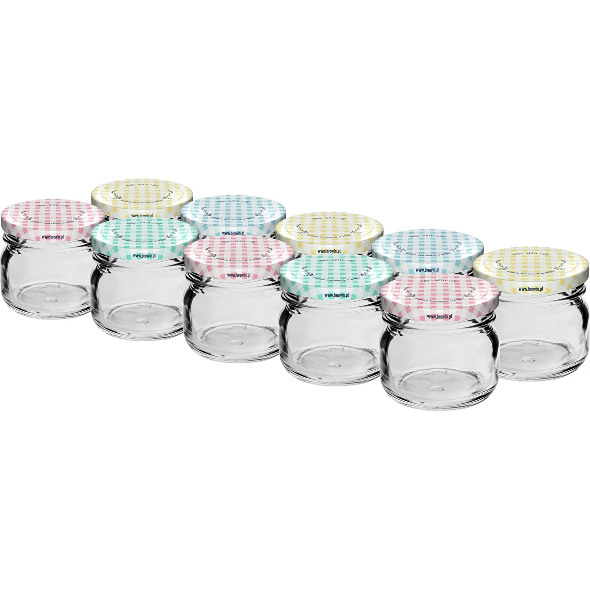 Twist-off burk 30 ml med färgat lock fi 43 - 10 st.