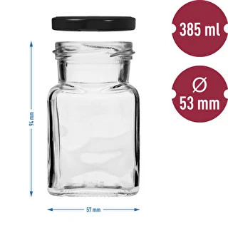 Twist-off burk 150ml Fyra hörn fi 53 med svart lock, 6 st. – photo 6