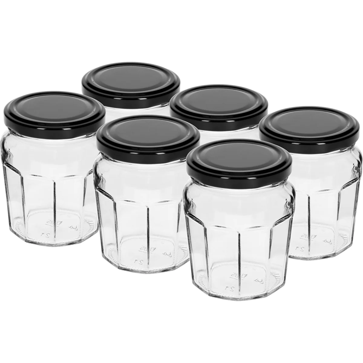 Syltburk 230ml med svart lock fi63/4 - 6st
