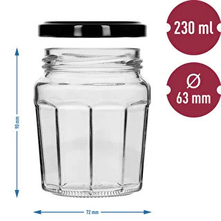 Syltburk 230ml med svart lock fi63/4 - 6st – photo 8