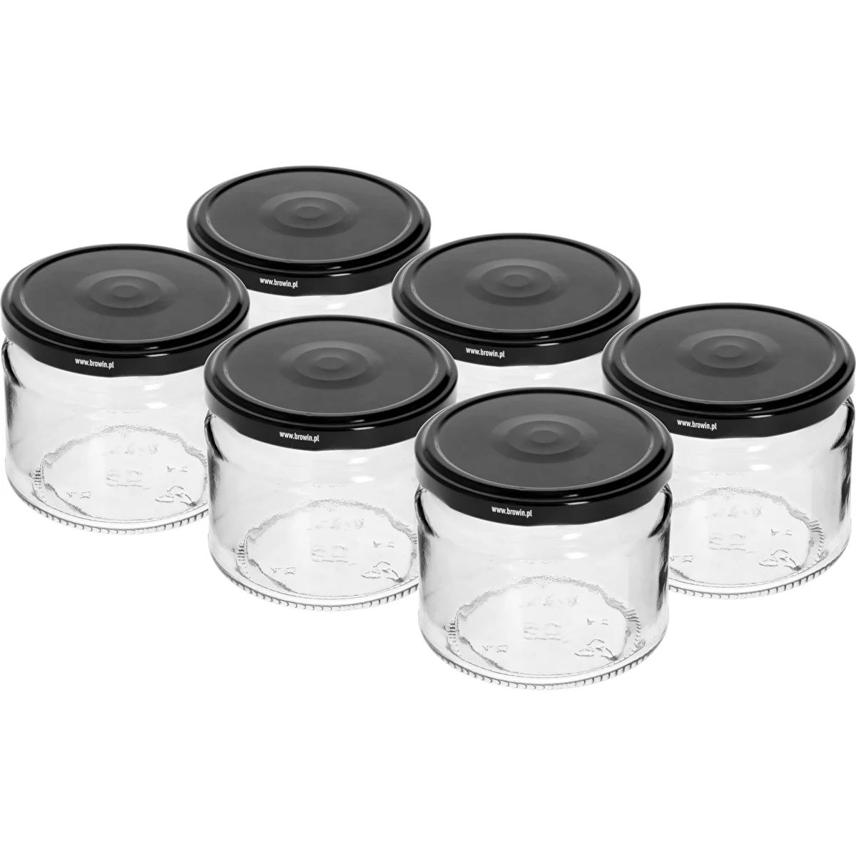 Låg burk 330ml - med svart lock fi 82/6, 6st.