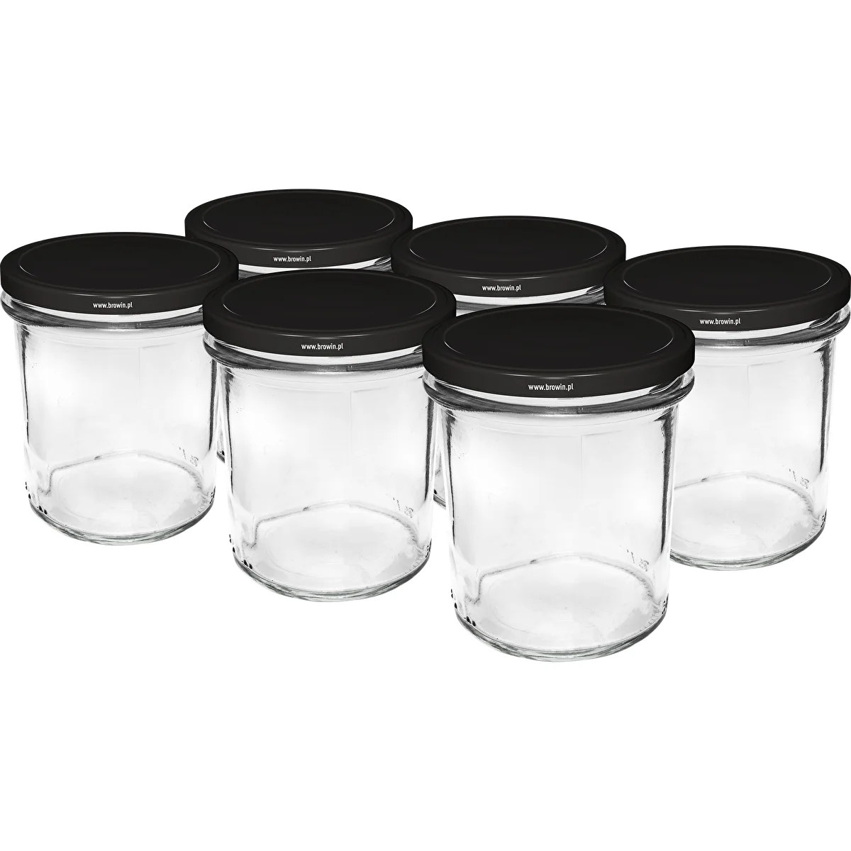 Rak burk 350ml med svart lock fi82 - 6st.