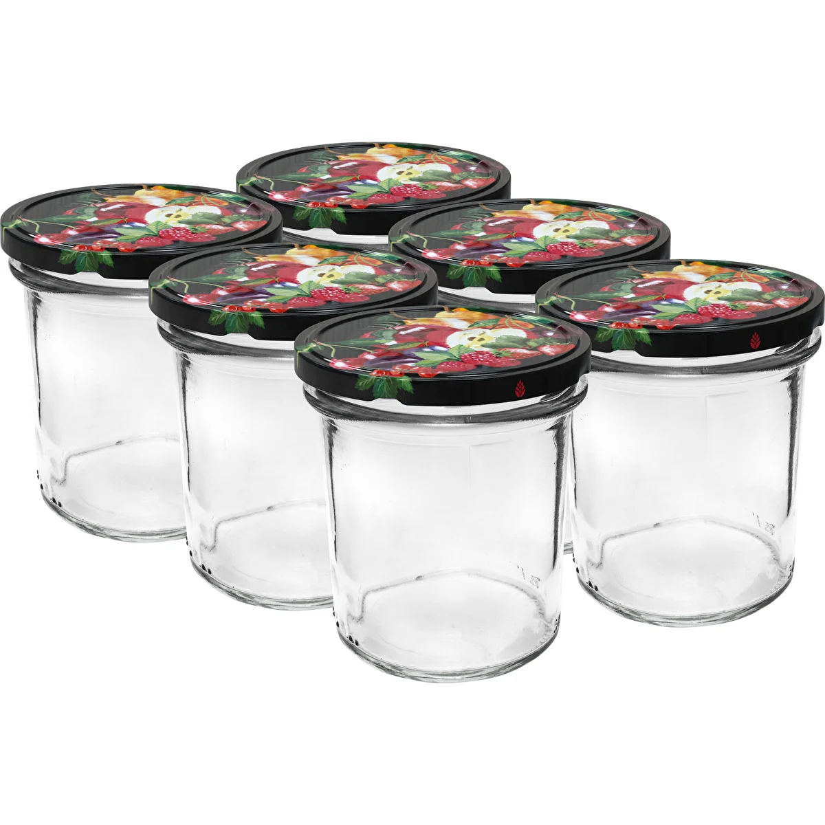 Burk 350 ml med färgad lock - 6 st.
