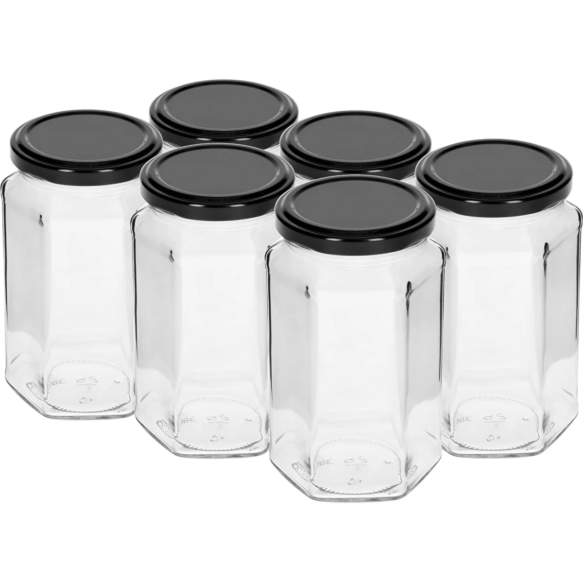 Twist off burk 385ml med svart lock fi 63, 6 st.