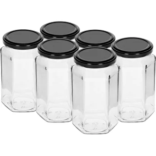 Twist off burk 385ml med svart lock fi 63, 6 st.