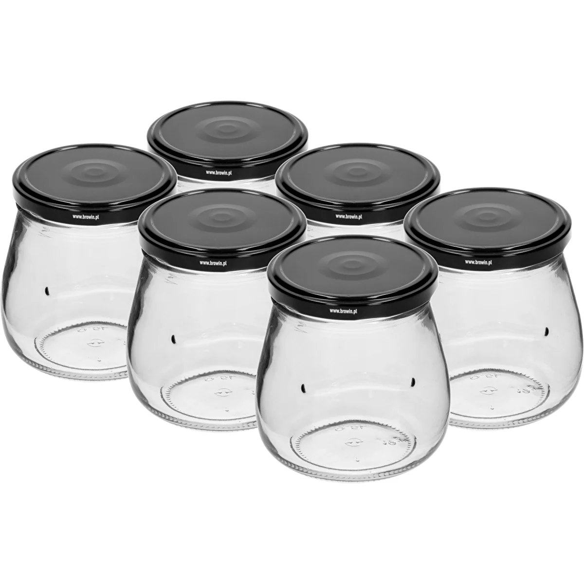 Twist-off burk 500ml "Omvänd Amfora" med svart lock fi 82/6, 6 st.