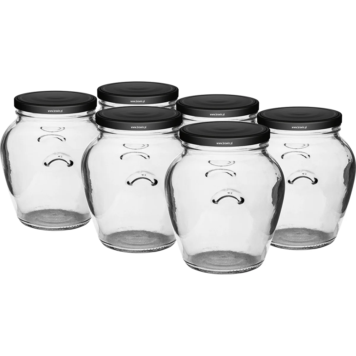 Burk Amfora 580 ml (fi 82) med svart lock 6 st.