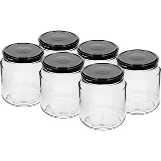 Twist-off burk, tjockis 580ml med svart lock fi 82/6, 6 st.