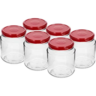 Twist-off burk, tjockis 580ml med vinrött lock fi82/6, 6 st.