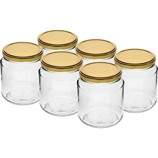 Twist-off burk, tjockis 580ml med guldfärgat lock fi82/6, 6 st.