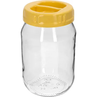 Glasburk TO 1,7 l med gult plastlock med handtag, Ø 100 mm, 1 st