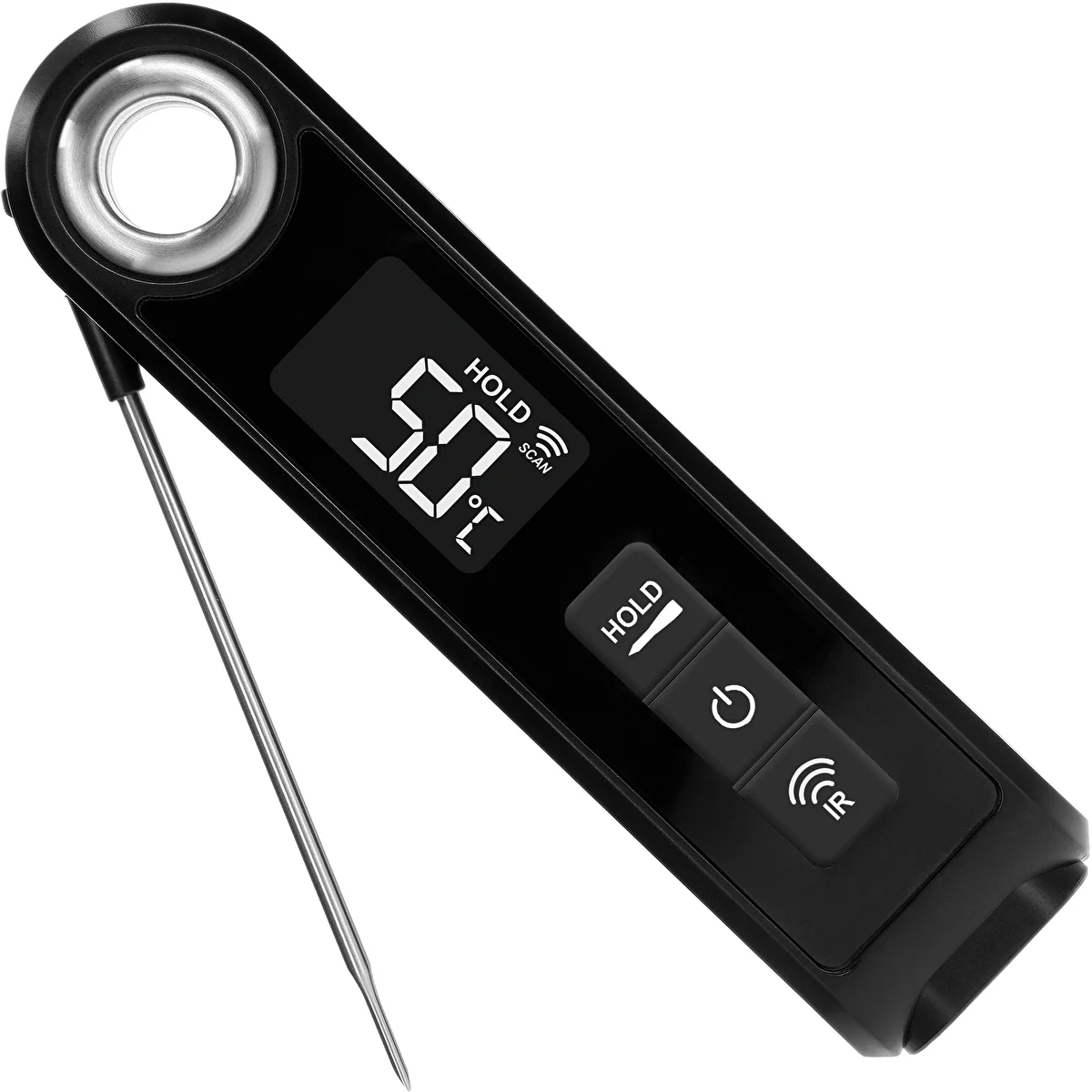 Infraröd kökstermometer, kompakt, med vikbar sond