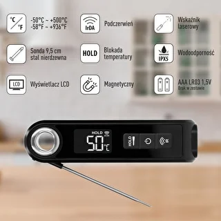 Infraröd kökstermometer, kompakt, med vikbar sond – photo 8