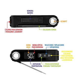 Infraröd kökstermometer, kompakt, med vikbar sond – photo 9