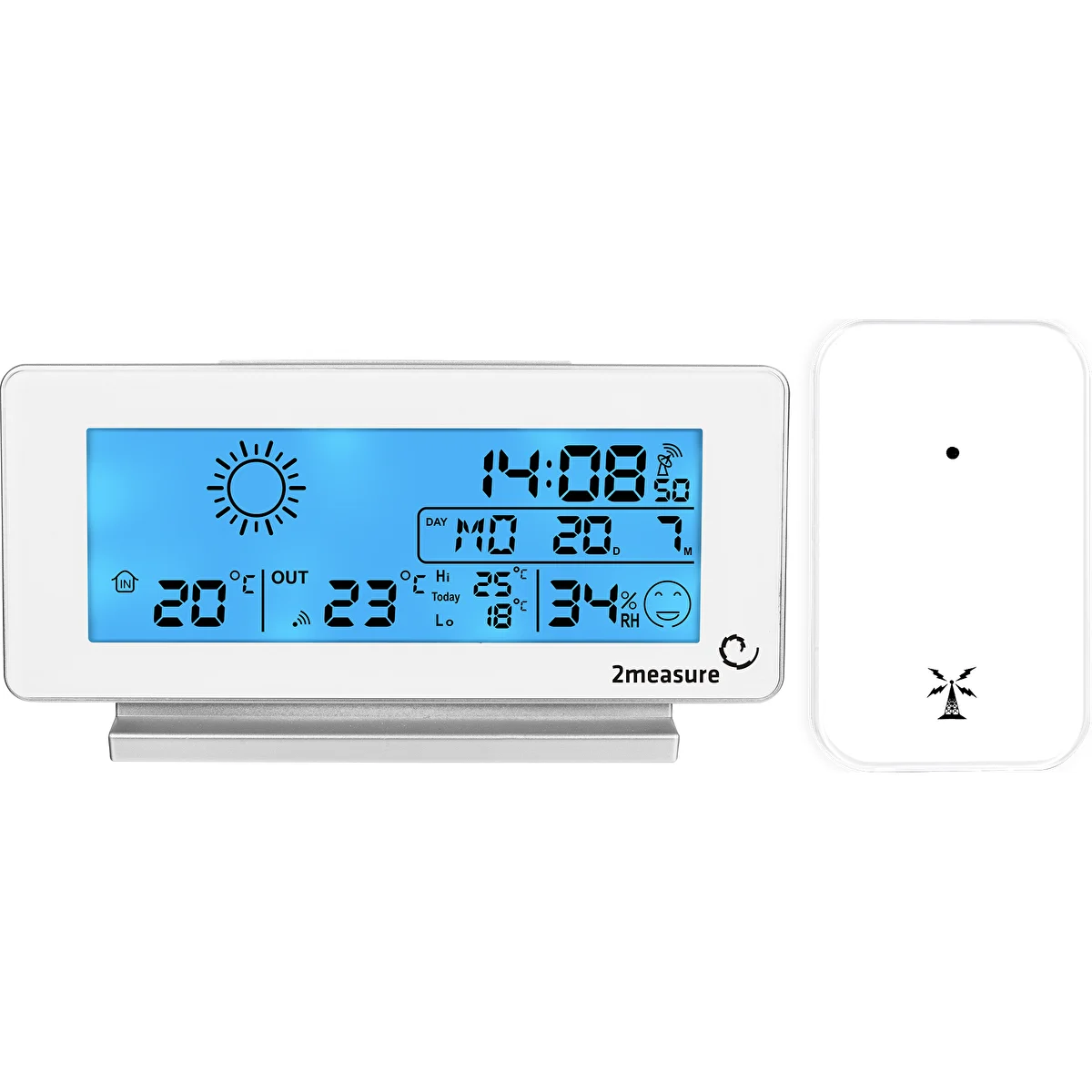 Väderstation RCC, DCF – elektronisk, trådlös, belyst sensor, vit