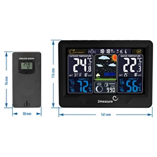 RCC väderstation, DCF – elektronisk, belyst, trådlös, sensor, svart – photo 12