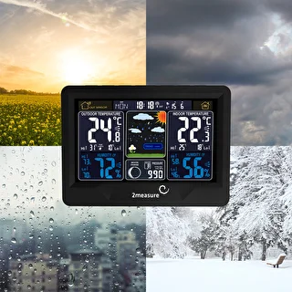RCC väderstation, DCF – elektronisk, belyst, trådlös, sensor, svart – photo 19
