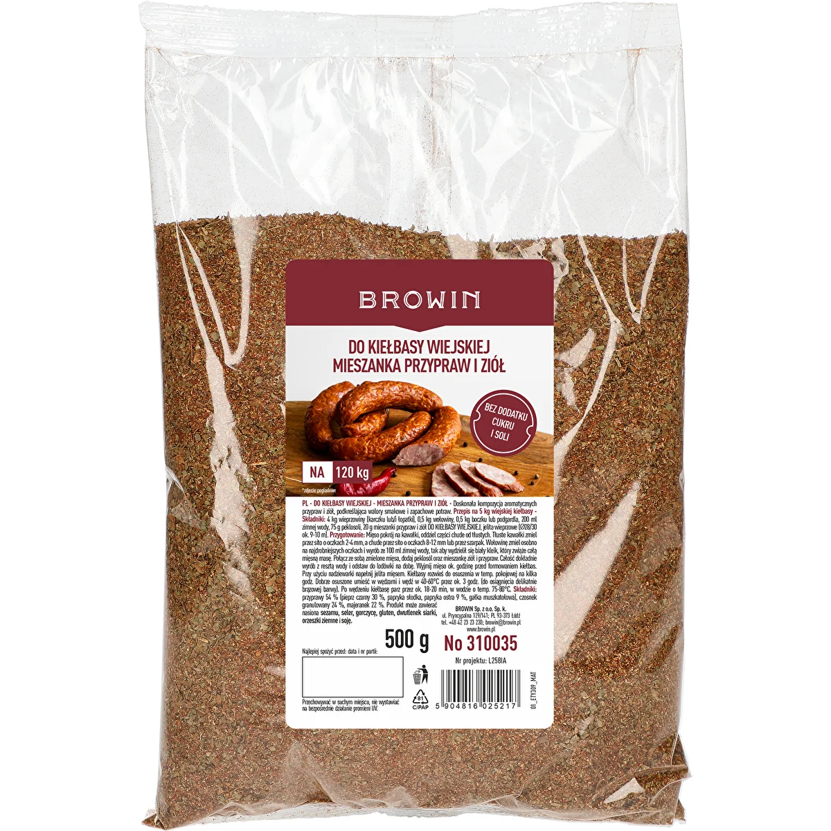 Blandning av kryddor och örter för lantlig korv, 500 g