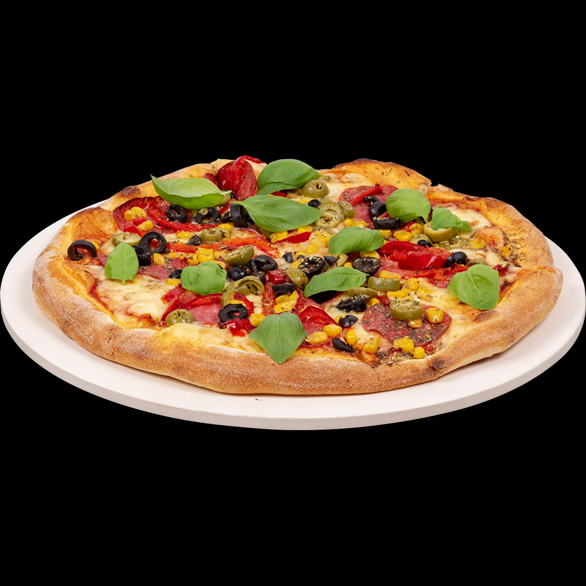 Rund pizzasten, tillverkad av kordierit, diameter 33 cm