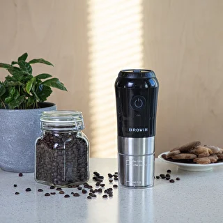 Kaffekvarn - elektrisk, med kvarnstenar, med bryggare och mugg – photo 14