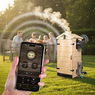 Ramlöst rökskåp dragON PLYWOOD NATURE med Wi‑Fi‑kontroller, 200 L – photo 9