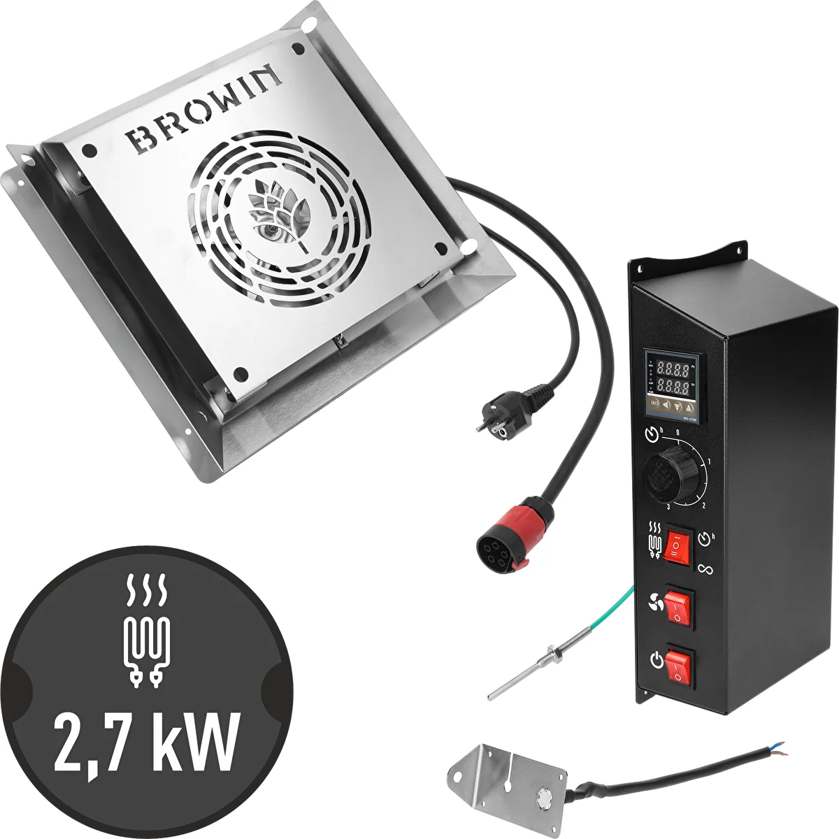 Modulset med digital termostat - dragON 2,7 kW, för trädgårdsrökugnar