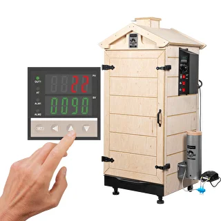 Ramlöst rökskåp dragON PLYWOOD NATURE med digital styrenhet, 200 L – photo 1