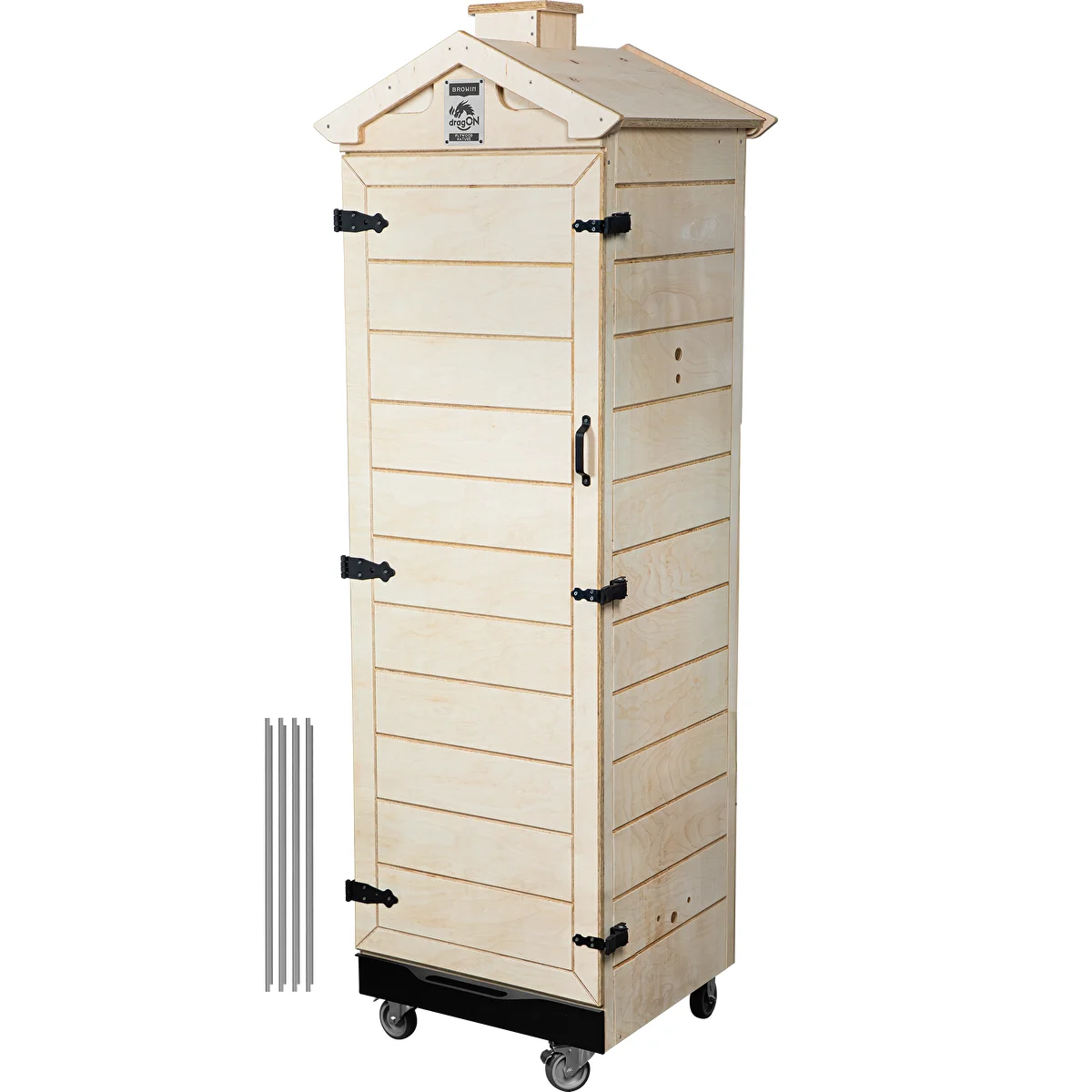 Rökkammare i certifierad plywood, ramlös, 320 L, med hjul