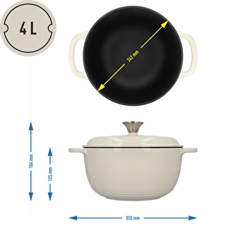 Emaljerad gjutjärnsgryta – ecru, 4 L – photo 4