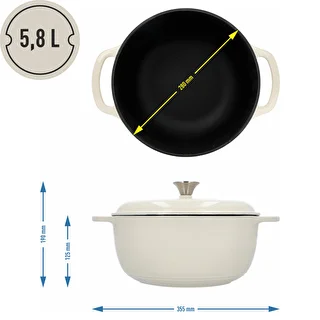 Emaljerad gjutjärnsgryta – ecru, 5,8 L – photo 4
