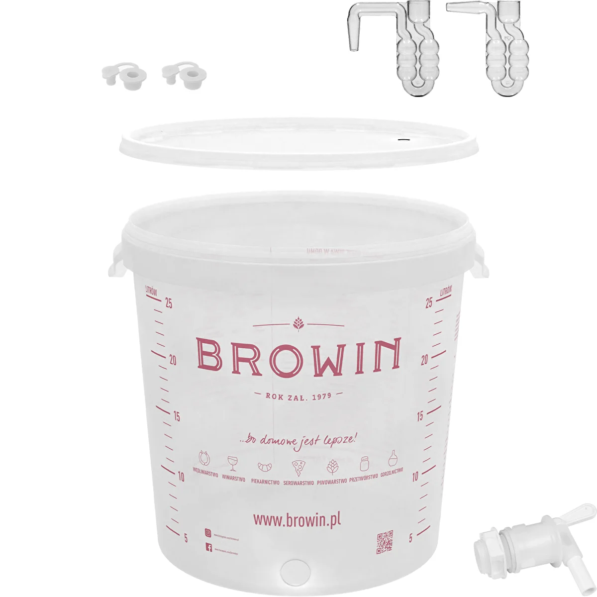Fermenteringsbehållare 30 L med lock och kran