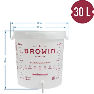 Fermenteringsbehållare 30L, i vit färg med tryck, kran och 2 rör - j.EN – photo 6