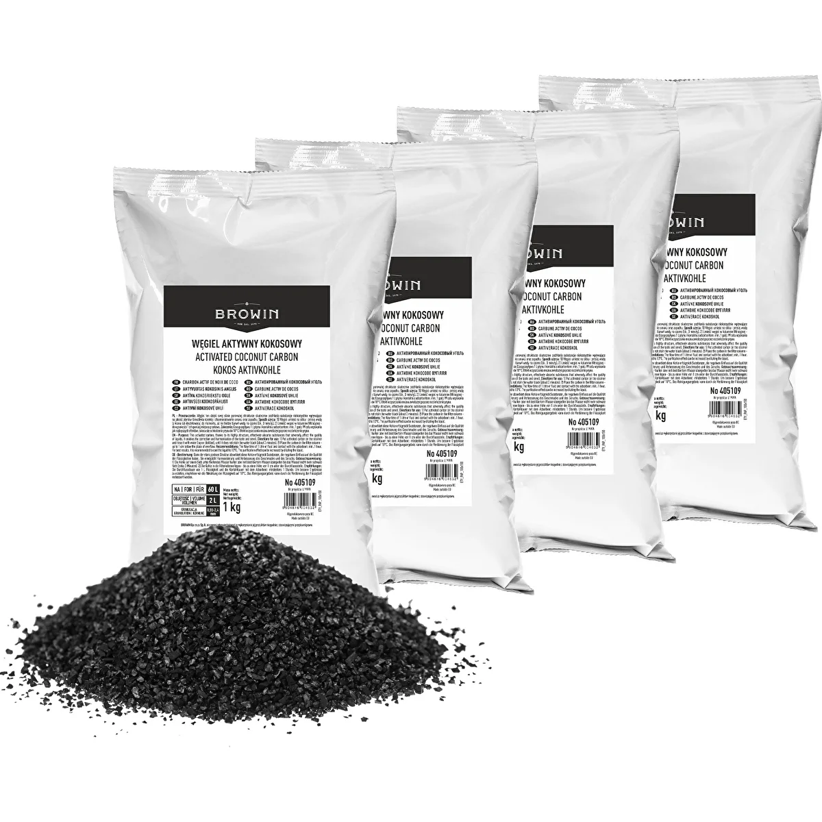 Aktivt kokoskol 1 kg x 4 - set