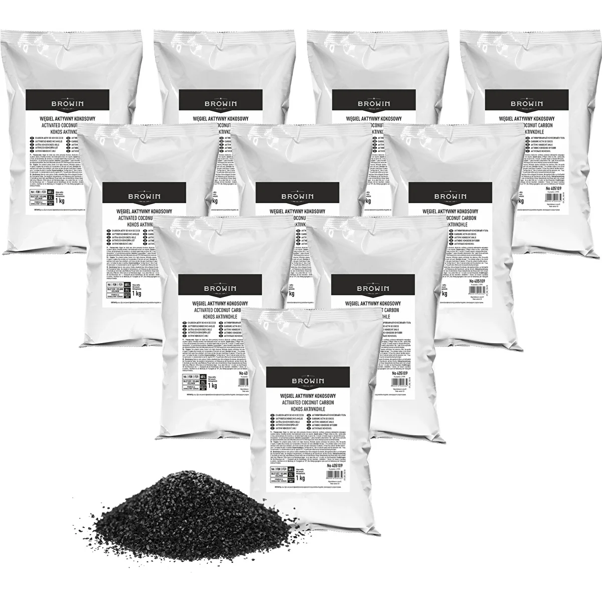 Aktivt kokoskol 1 kg x 10 - set