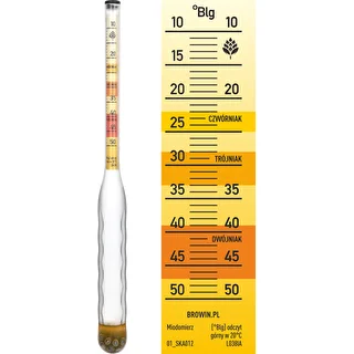 Oslagbar hydrometer för mjöd med mätcylinder, mätområde 10–50°Blg – photo 4