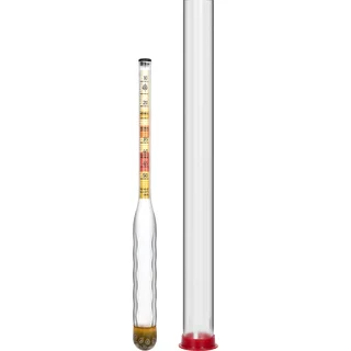 Oslagbar hydrometer för mjöd med mätcylinder, mätområde 10–50°Blg