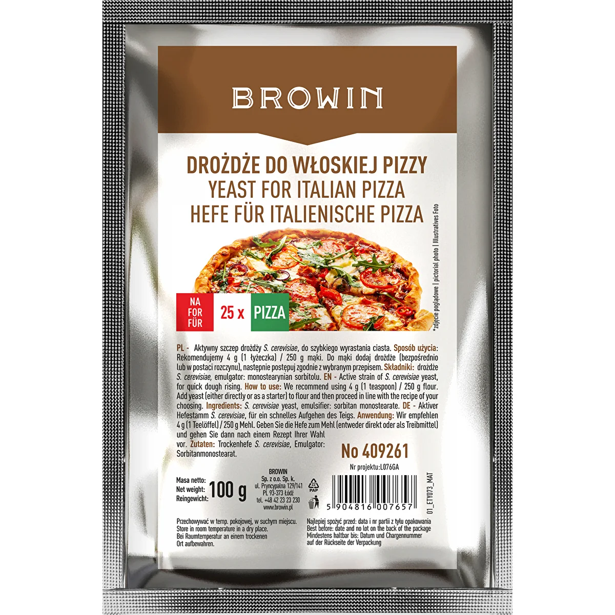 Torkad jäst för italiensk pizza - 100 g