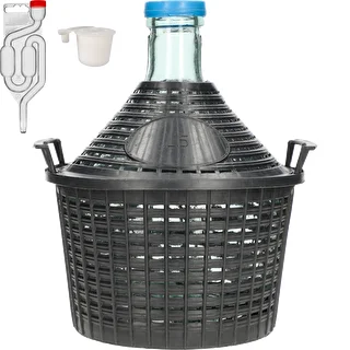 Vinset Basic: 5 L glasballong i plastkorg, med kork och jäsrör