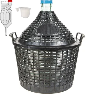 Vintillverkningsset Basic: 15 L glasdamejeanne i plastkorg, med gummipropp och jäsrör