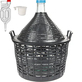 Vinstartersats Basic: glasdamejeanne 20 L i plastkorg, med propp och jäsrör