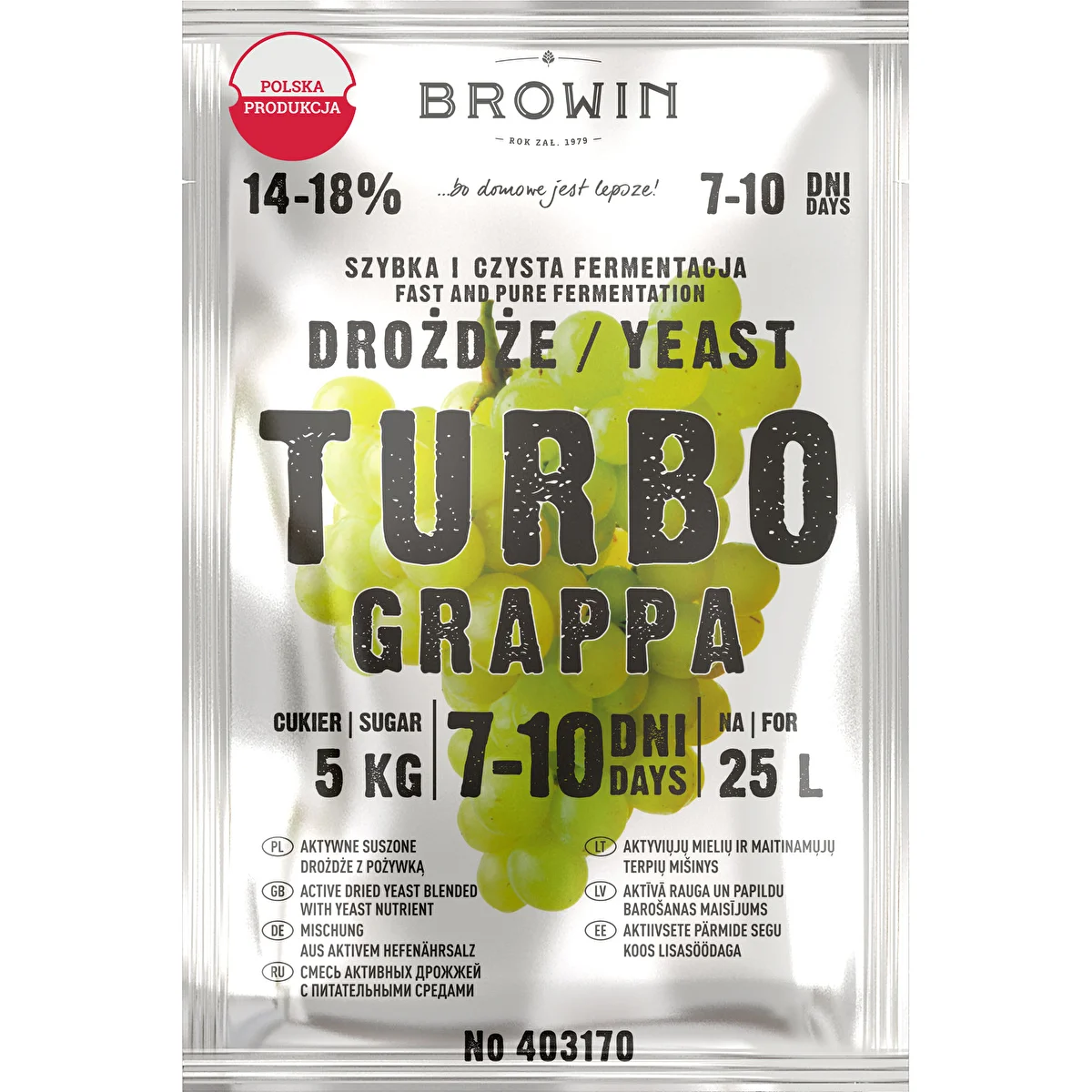 Destillerijäst Turbo Grappa 7-10 dagar