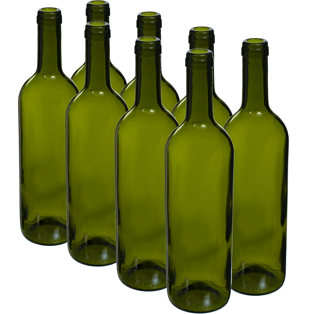 Olivgrön vinflaska 0,75 L - förpackning med 8 st.