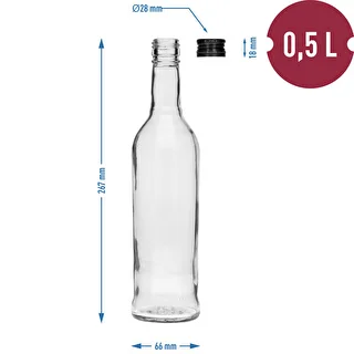 Flaska 500 ml Smal, med svart skruvkapsyl, för vodka, 6 st. – photo 7