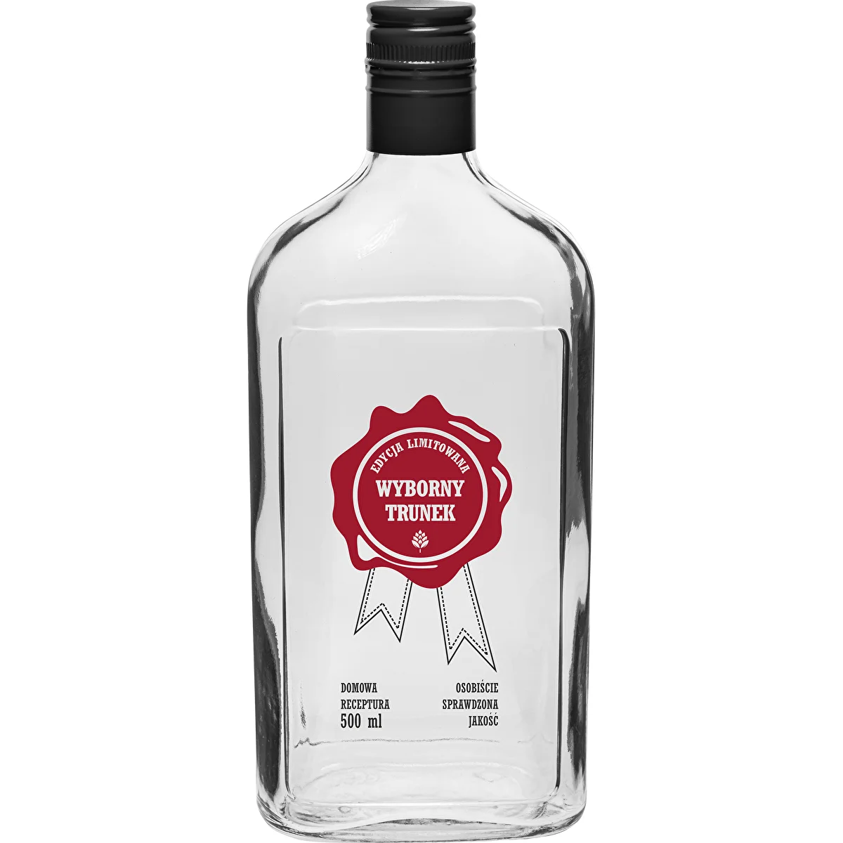 Flaska 500 ml med skruvkork, tryck ”Wyborny Trunek”, 1 st.