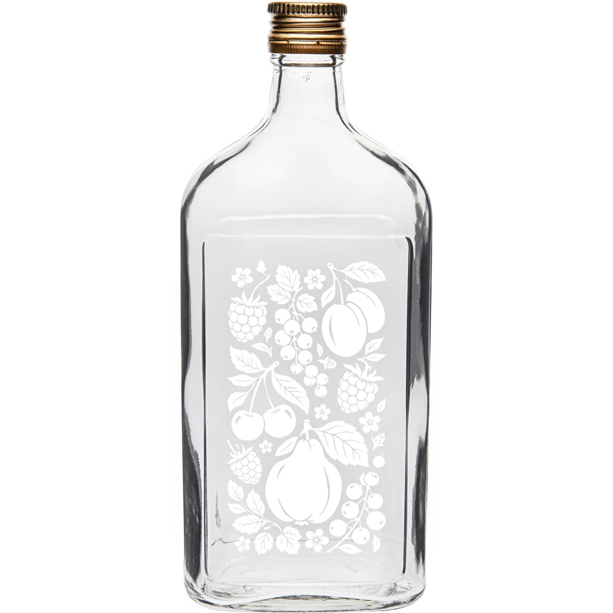 Pluntaflaska 500 ml med skruvkapsyl och tryck ”Frukter”, mönster 2