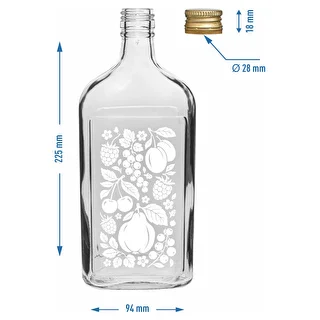 Pluntaflaska 500 ml med skruvkapsyl och tryck ”Frukter”, mönster 2 – photo 5